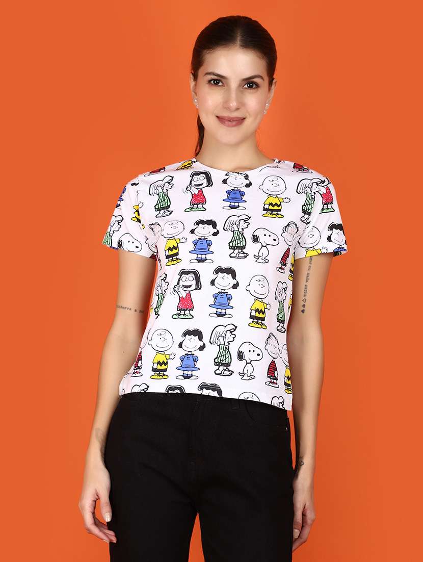 women all over print round neck t-shirt