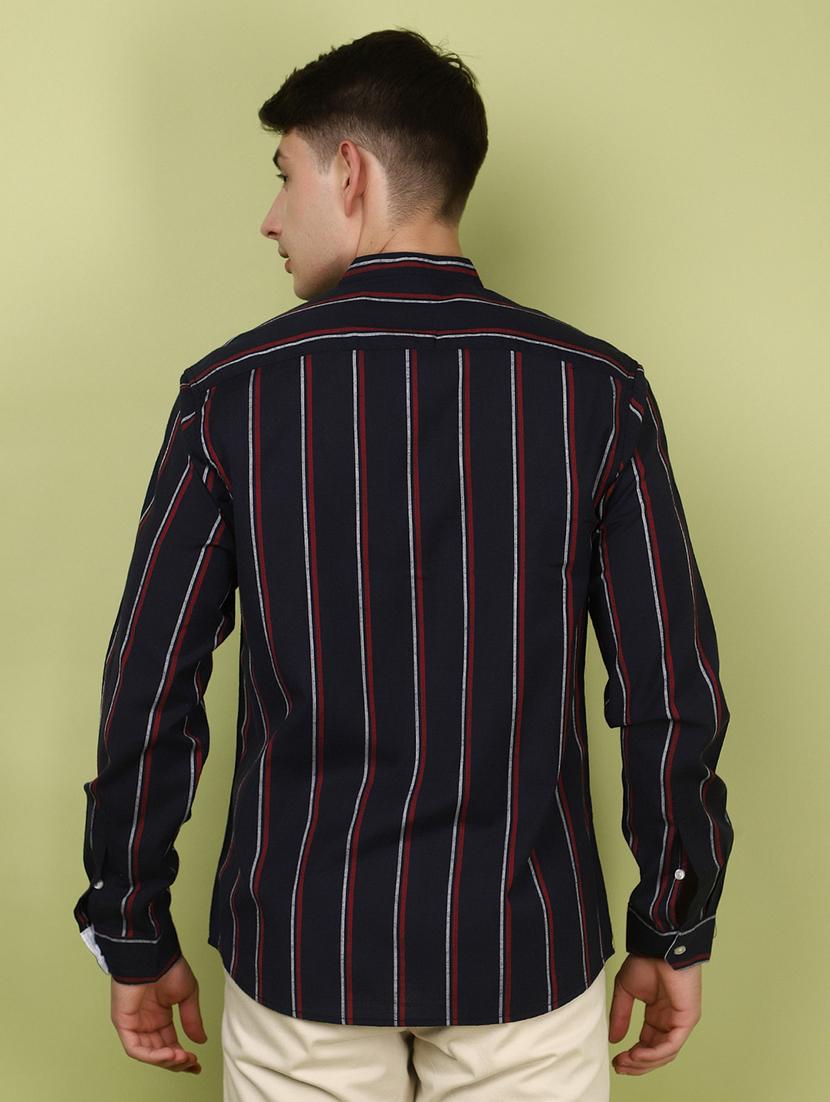 men mandrain collar long sleeves casual shirt - 21177044 - Standard Image - 3