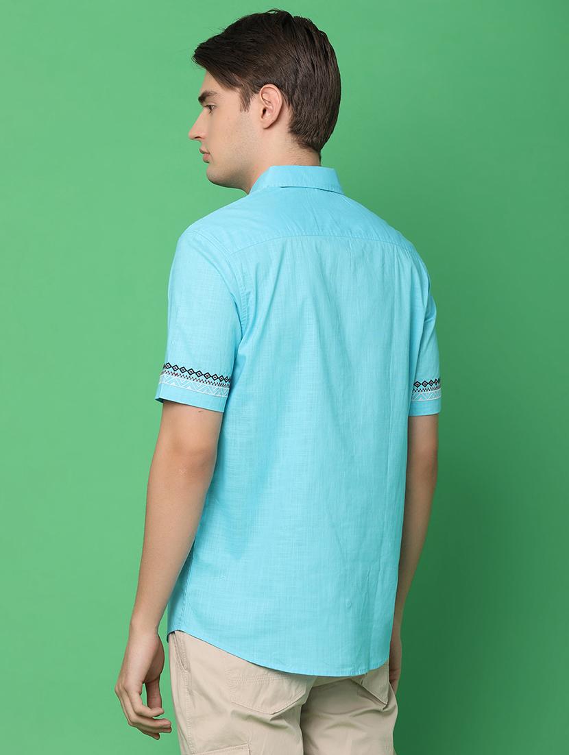 men solid casual shirt with embroidery - 21177094 - Standard Image - 3