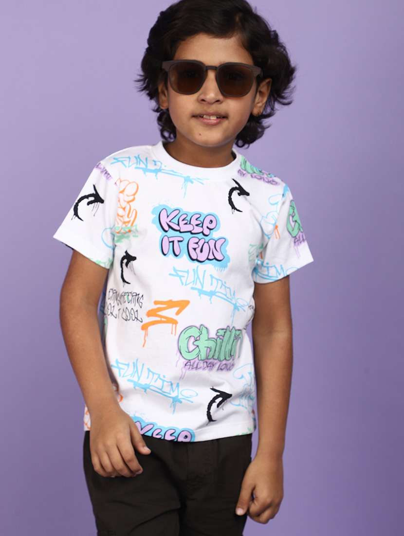 kids boy printed round neck t-shirt - 21177182 -  Standard Image - 3