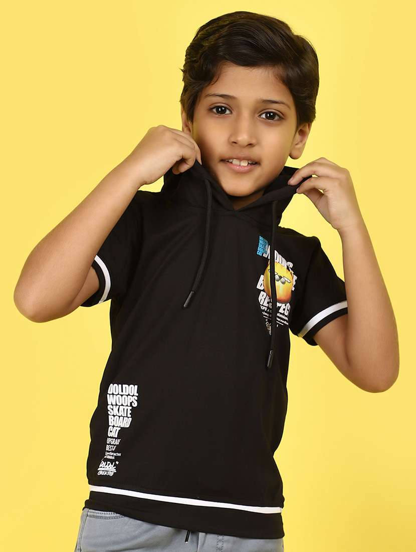 kids boy printed hooded t-shirt