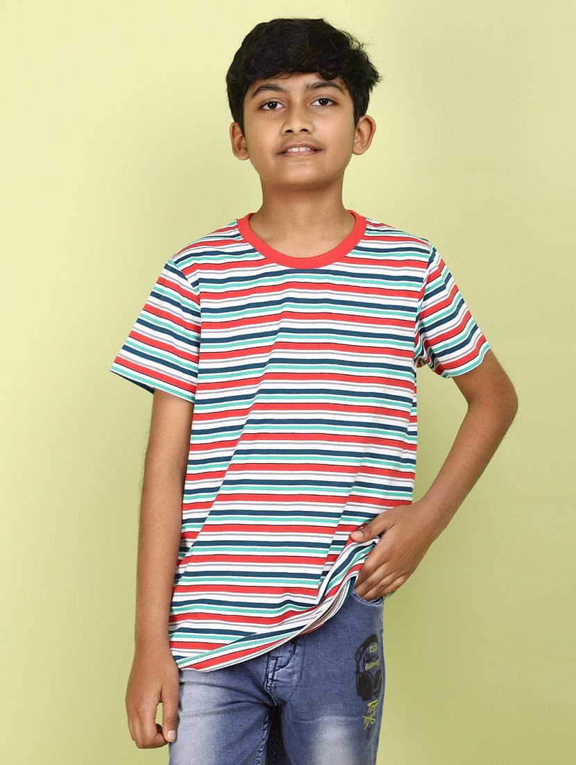boys striped cotton t-shirt - 21177221 -  Zoom Image - 0