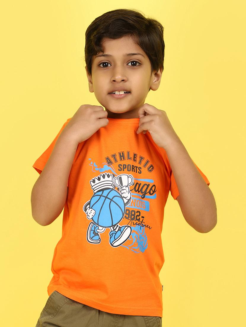 kids boy printed round neck t-shirt - 21177239 -  Zoom Image - 0