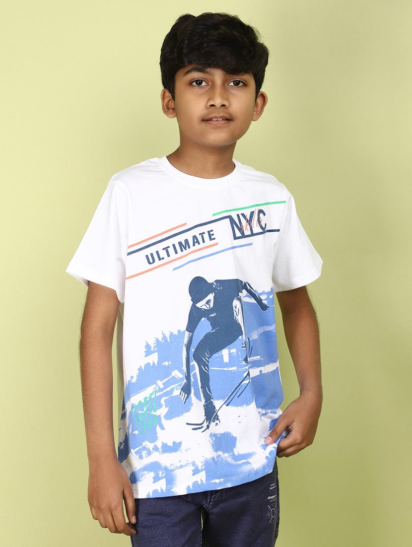 kids boy printed round neck t-shirt - 21177243 -  Zoom Image - 0