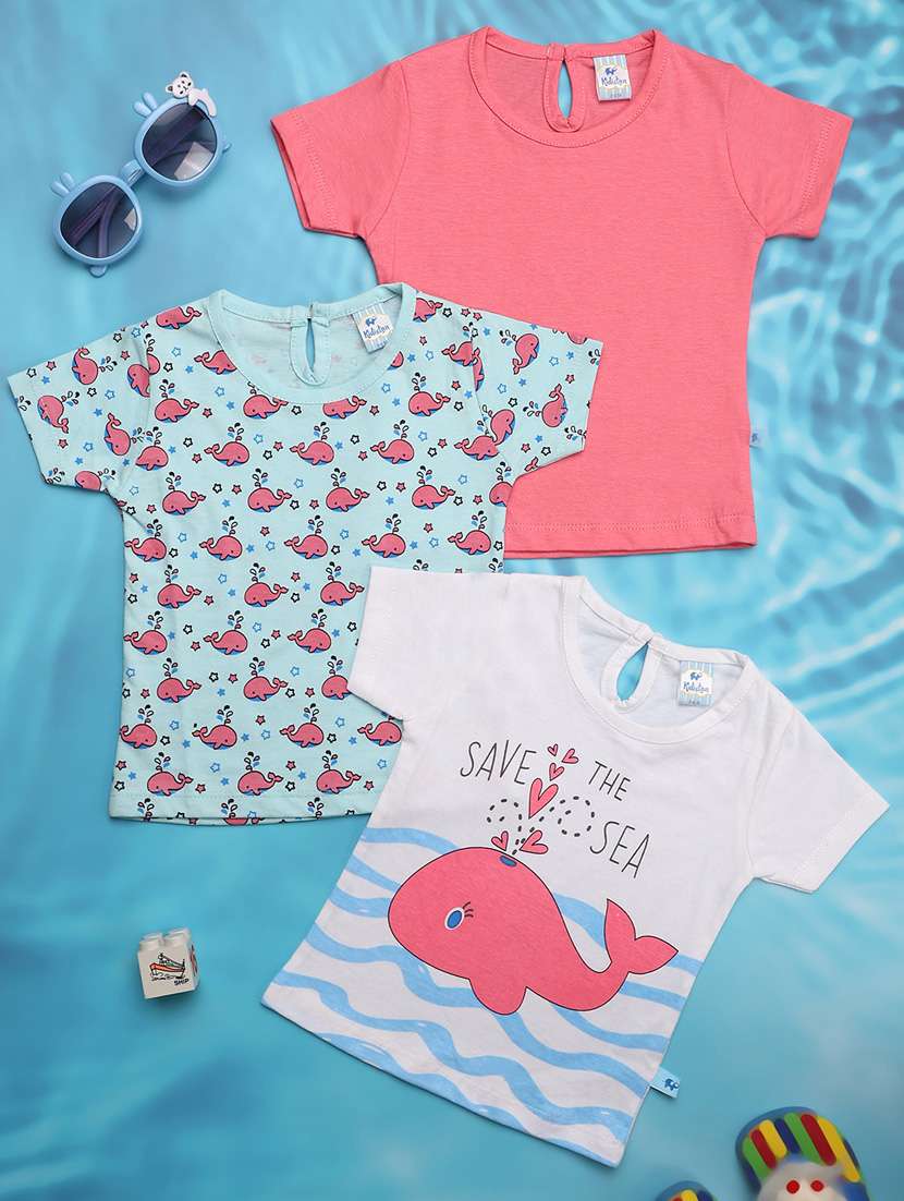 pack of 3 multi coloured printed cotton tee