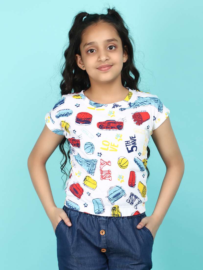 girls round neck short sleeves tees