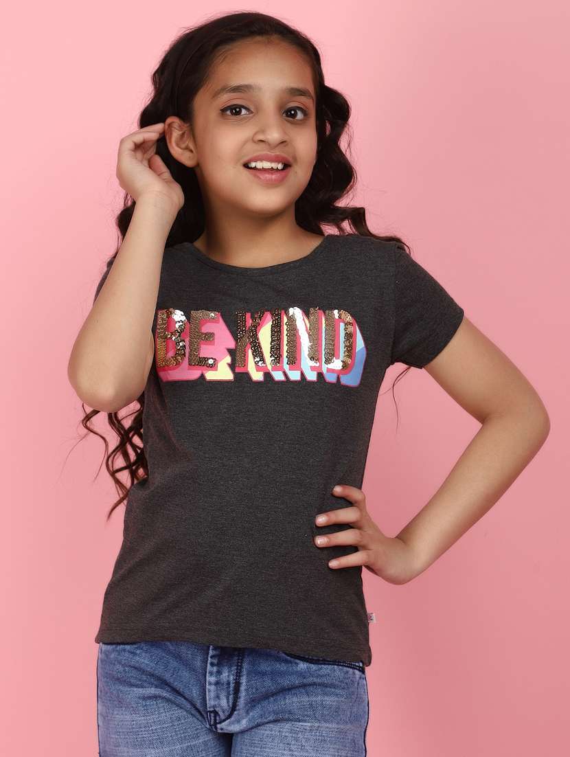 girls round neck short sleeves tees