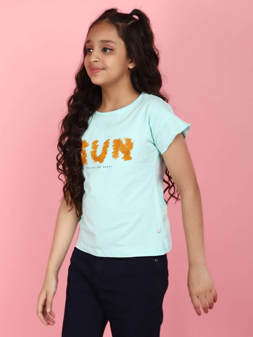girls round neck short sleeves tees