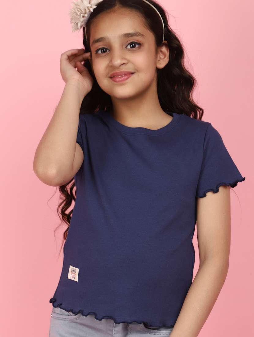 girls round neck short sleeves tops - 21177494 -  Standard Image - 3
