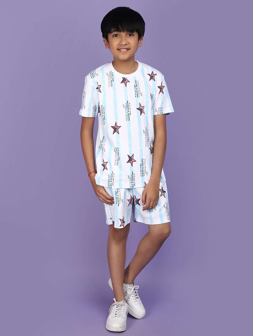 boys printed shorts twin set
