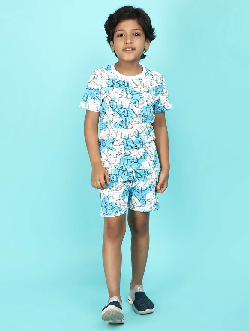 boys printed shorts twin set
