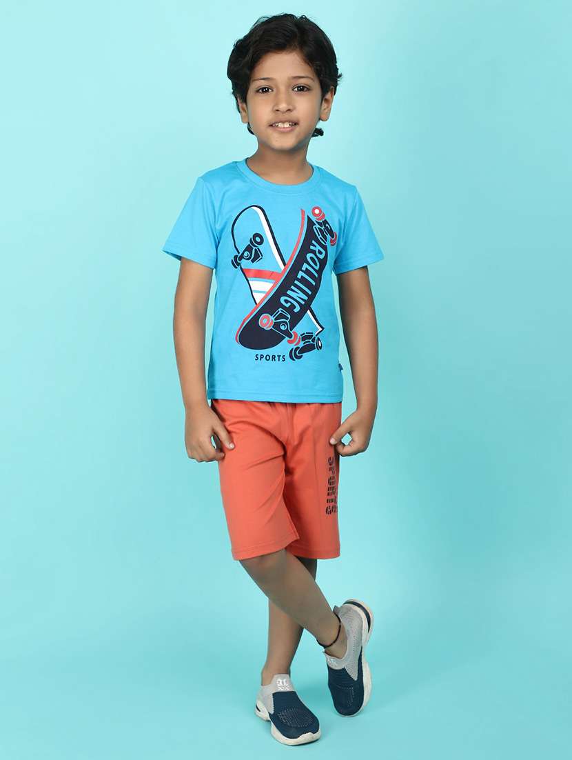 boys printed shorts twin set