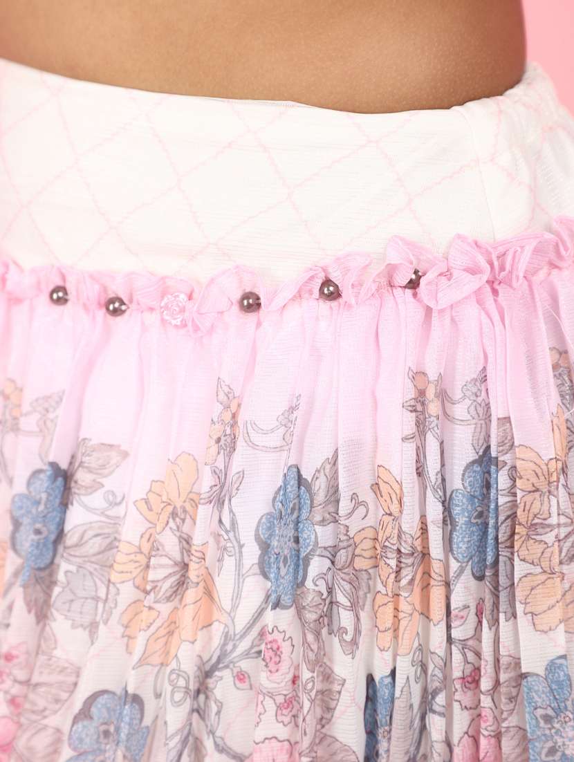 white printed cotton skirt & top set - 21177746 -  Standard Image - 5