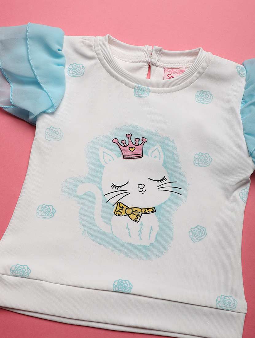 white cotton printed top & skirt set - 21177754 -  Standard Image - 3