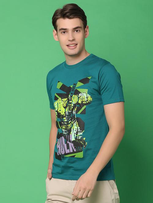 teal cotton front print t-shirt - 21177773 - Standard Image - 0