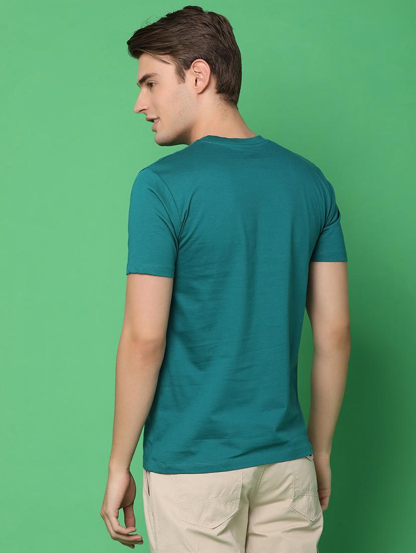 teal cotton front print t-shirt - 21177773 - Standard Image - 3