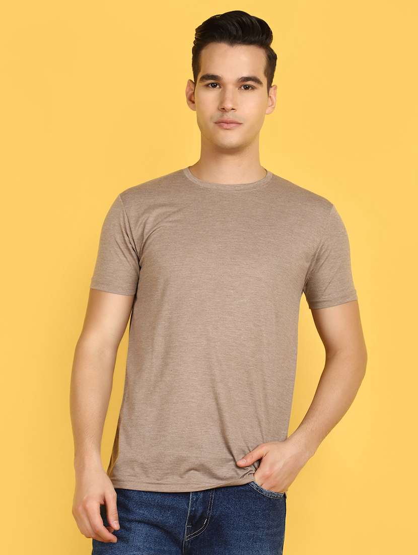 men solid round neck cotton t-shirt
