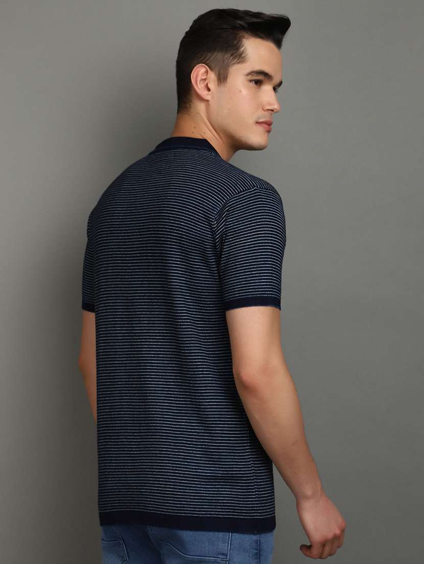 navy blue cotton all over print tshirt - 21177873 -  Standard Image - 3
