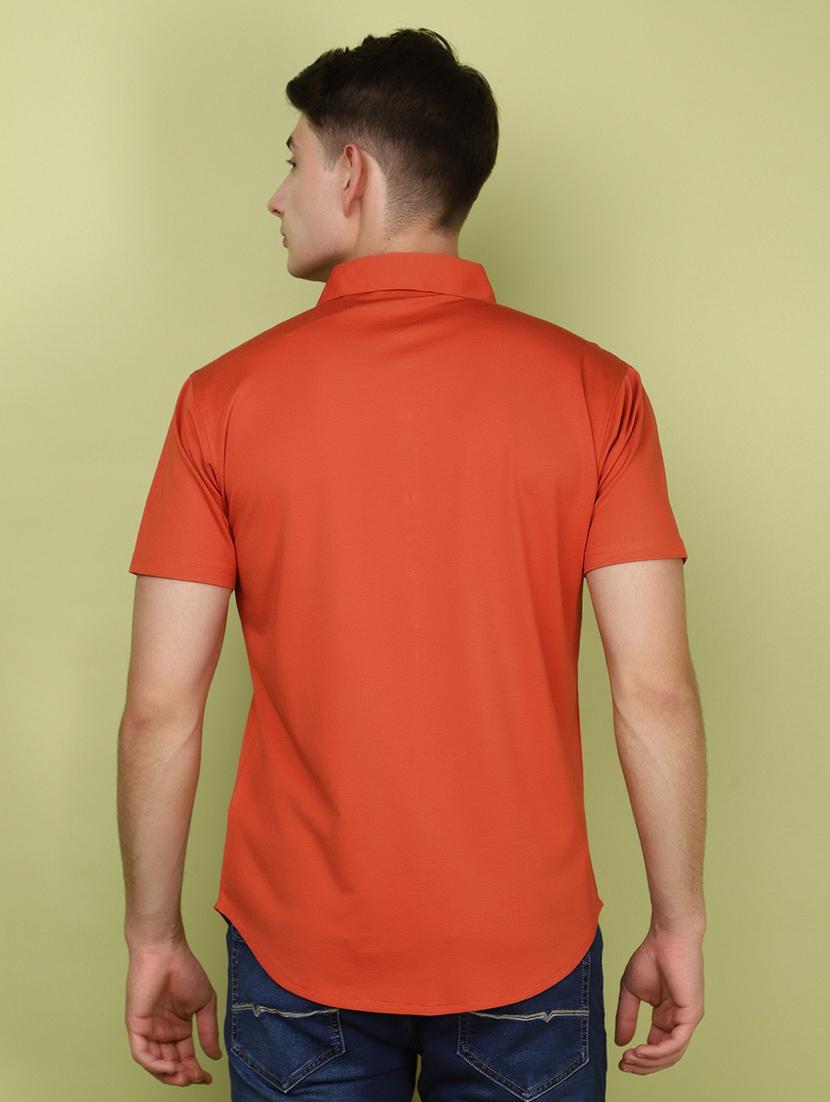 rust cotton casual shirt - 21177881 - Standard Image - 3