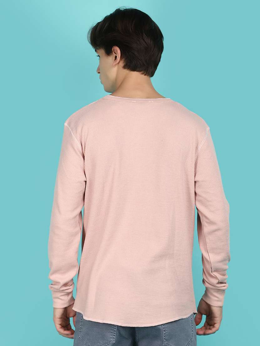 men solid henley neck t-shirt - 21177938 -  Standard Image - 3