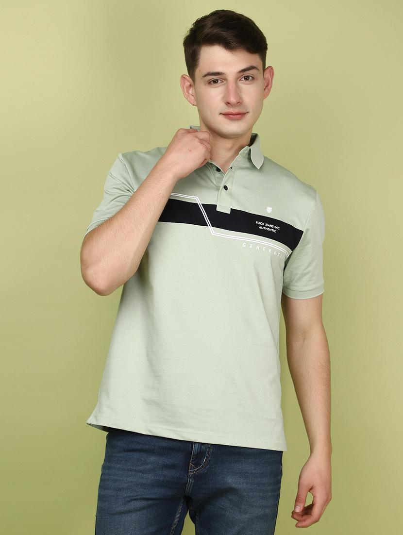 men polo neck chest print t-shirt - 21177990 - Zoom Image - 0