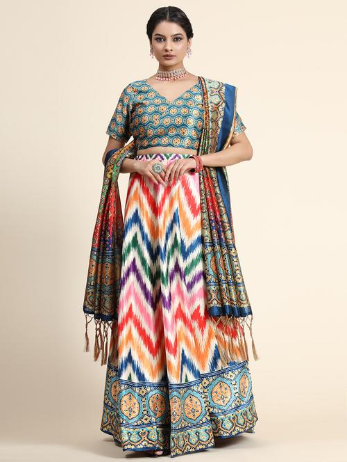 multi colored semi stitched flared lehenga - 21178039 -  Standard Image - 0