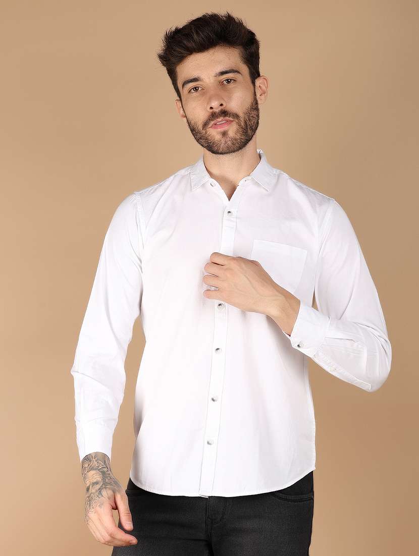 men solid long sleeve casual shirt
