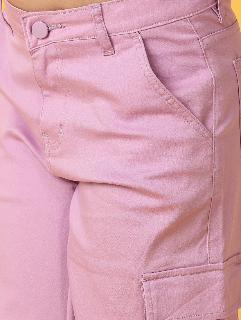 girls lavender cotton cargos trouser - 21178202 - Standard Image - 5