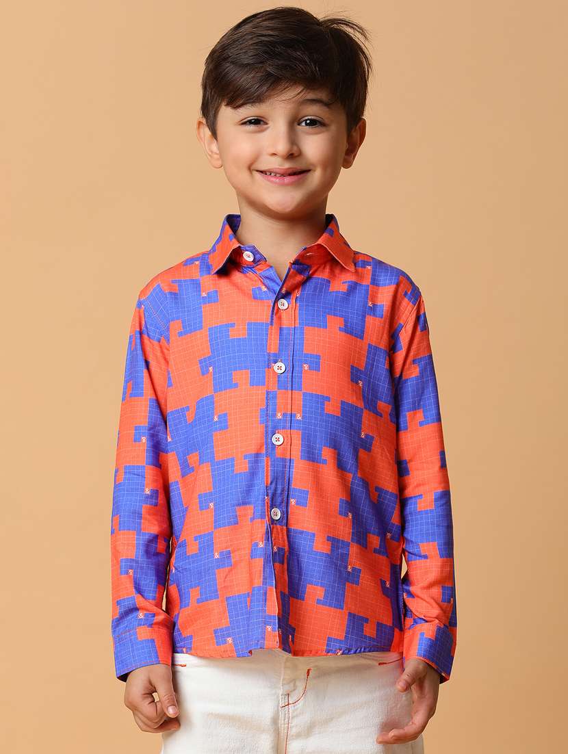 blue printed viscose shirt