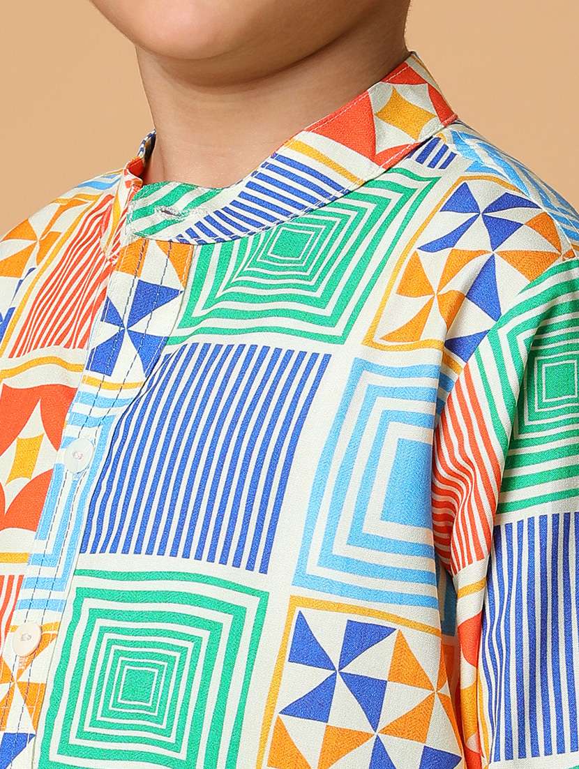 white printed viscose kurta set - 21178274 -  Standard Image - 5