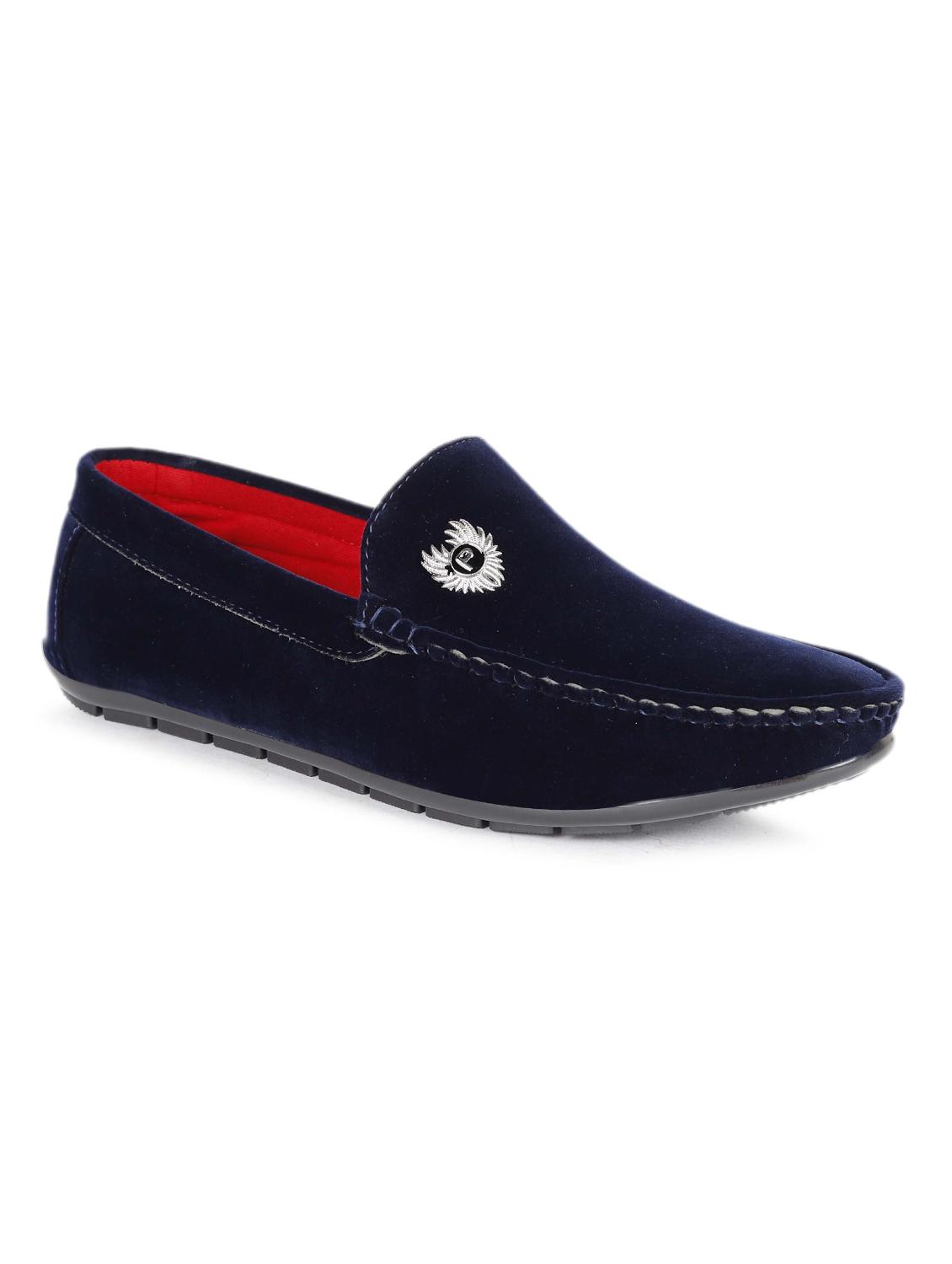 navy blue slip on loafer