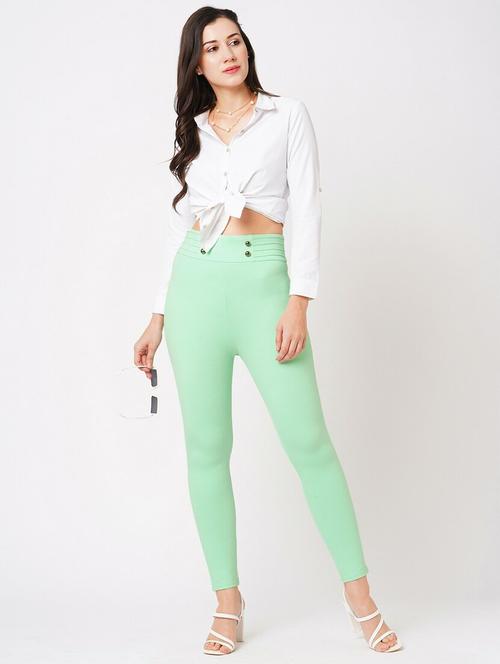 green rayon jeggings - 21178316 -  Standard Image - 0