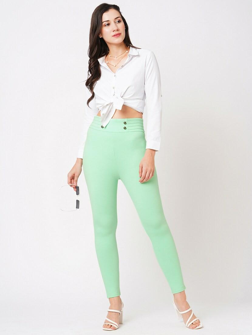 green rayon jeggings - 21178316 -  Zoom Image - 0