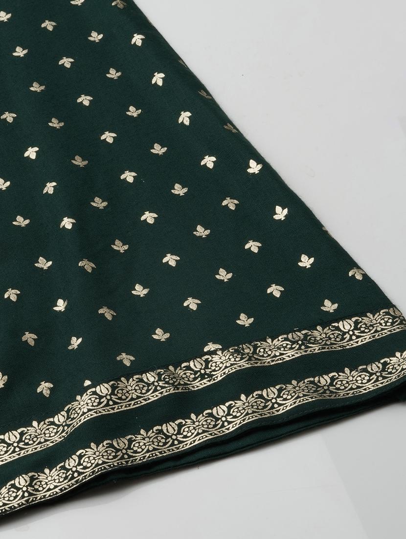 globus women green embroidered neckline straight festive kurta set with palazzos & dupatta - 21178343 - Standard Image - 5