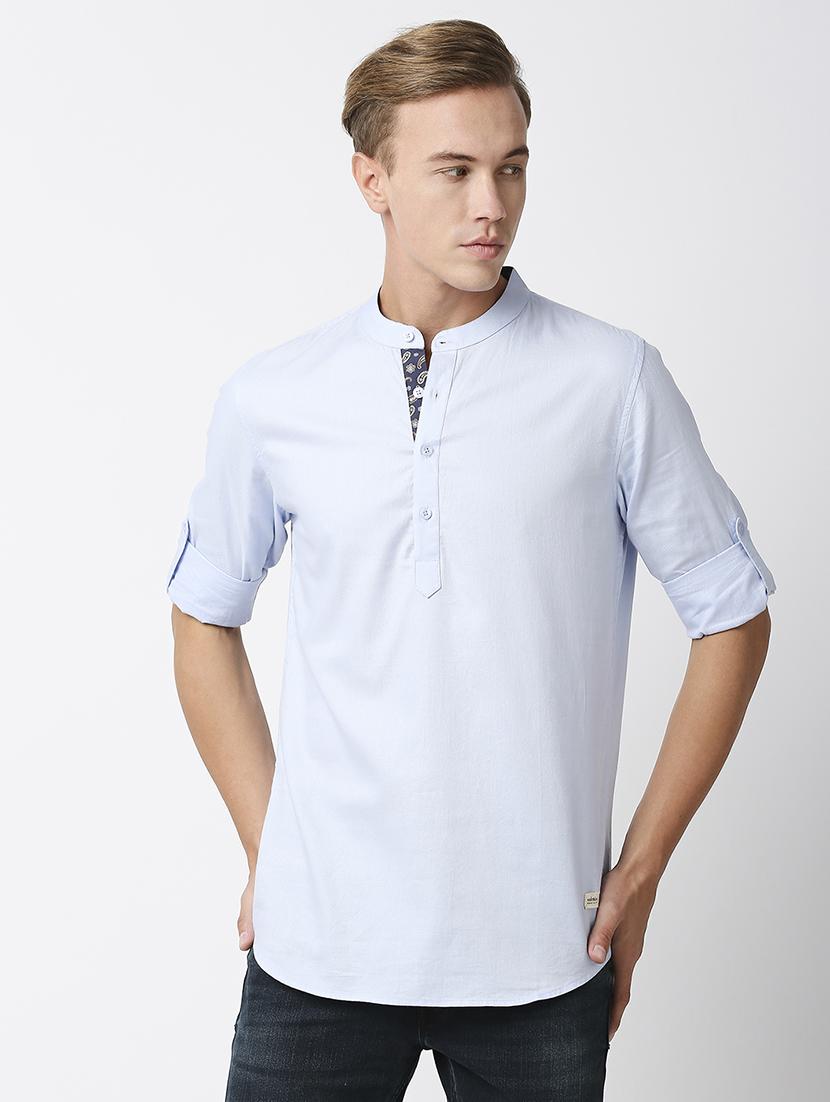 light blue cotton blend casual shirt - 21178402 - Zoom Image - 0