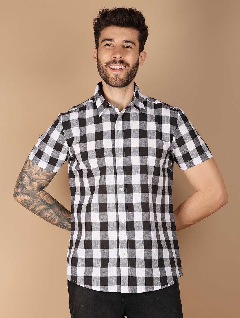 black checkered casual shirt