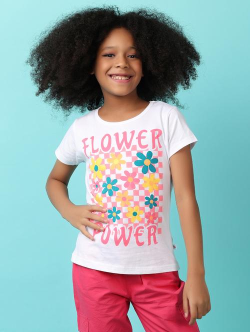 girls white cotton regular tee - 21178504 - Standard Image - 0