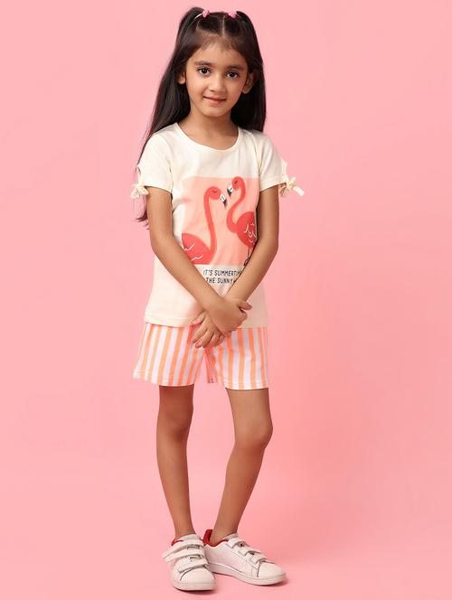 girls off white cotton top & shorts set - 21178669 -  Standard Image - 0