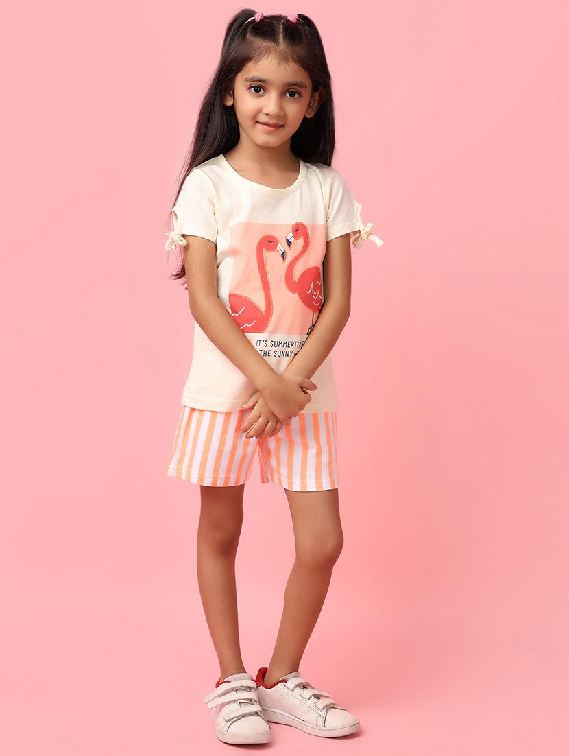 girls off white cotton top & shorts set - 21178669 -  Zoom Image - 0