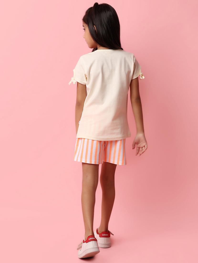 girls off white cotton top & shorts set - 21178669 - Standard Image - 3