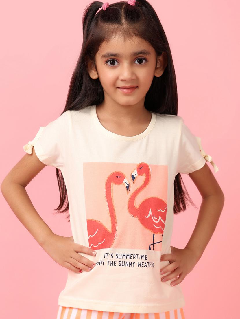 girls off white cotton top & shorts set - 21178669 - Standard Image - 5