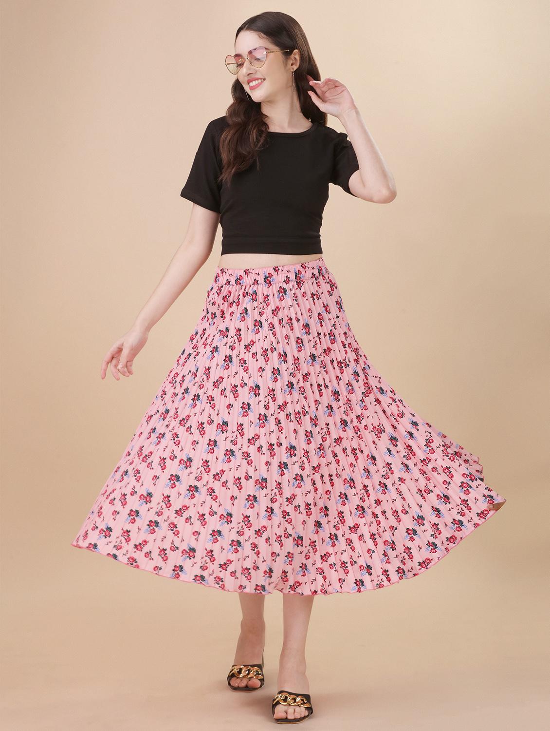 pink polyester a-line skirt - 21178991 - Standard Image - 3