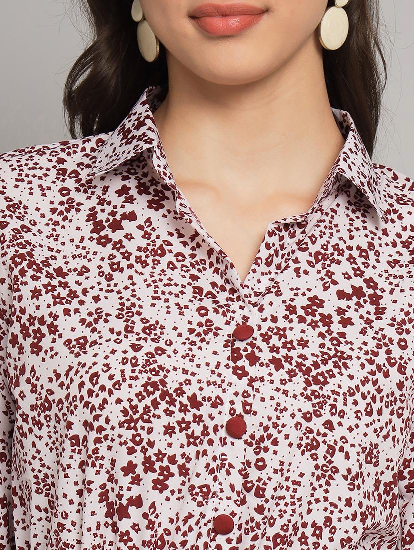 maroon polyester fit & flare dress - 21178994 - Standard Image - 3