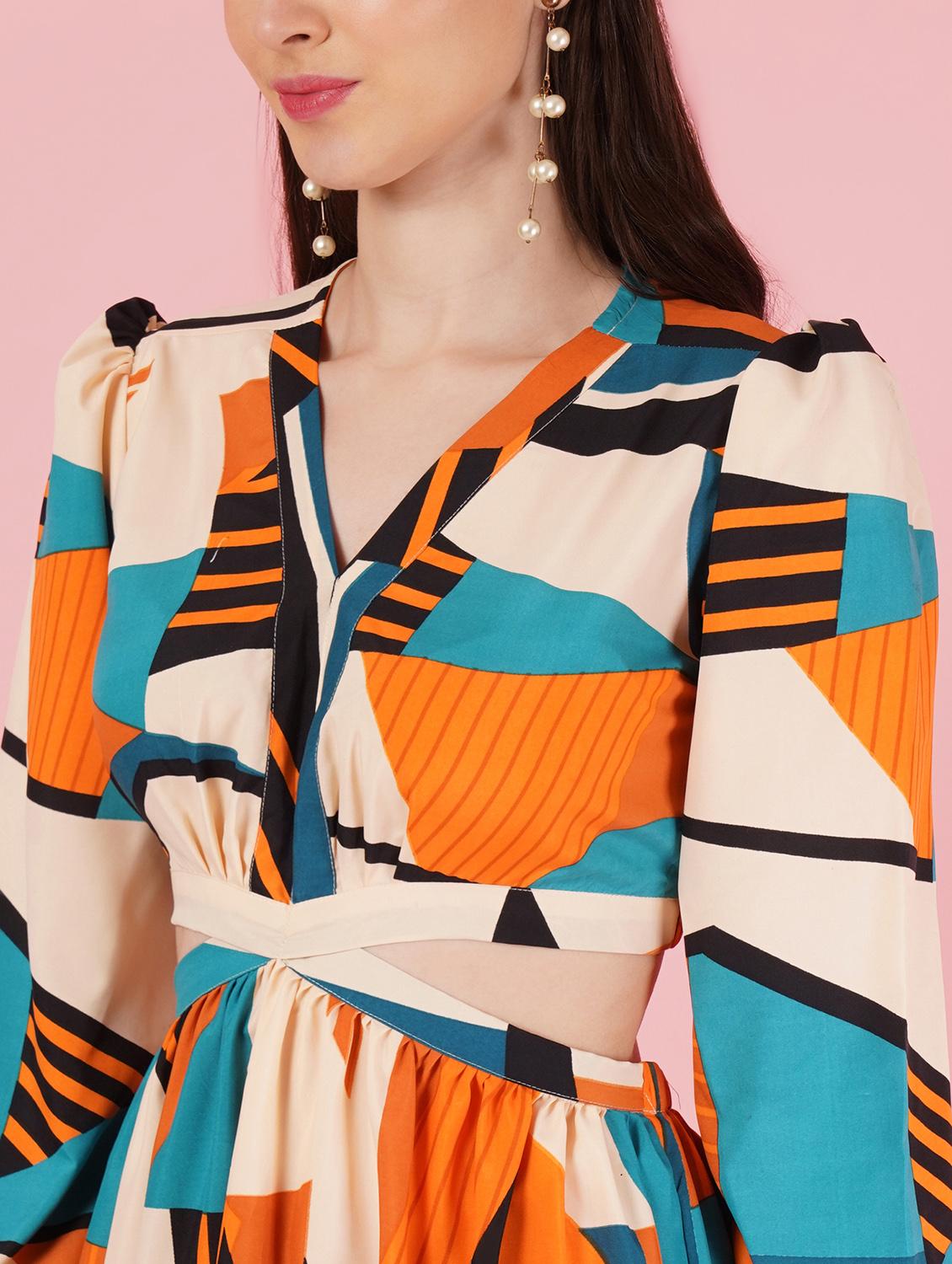 off white polyester fit & flare dress - 21179001 - Standard Image - 3