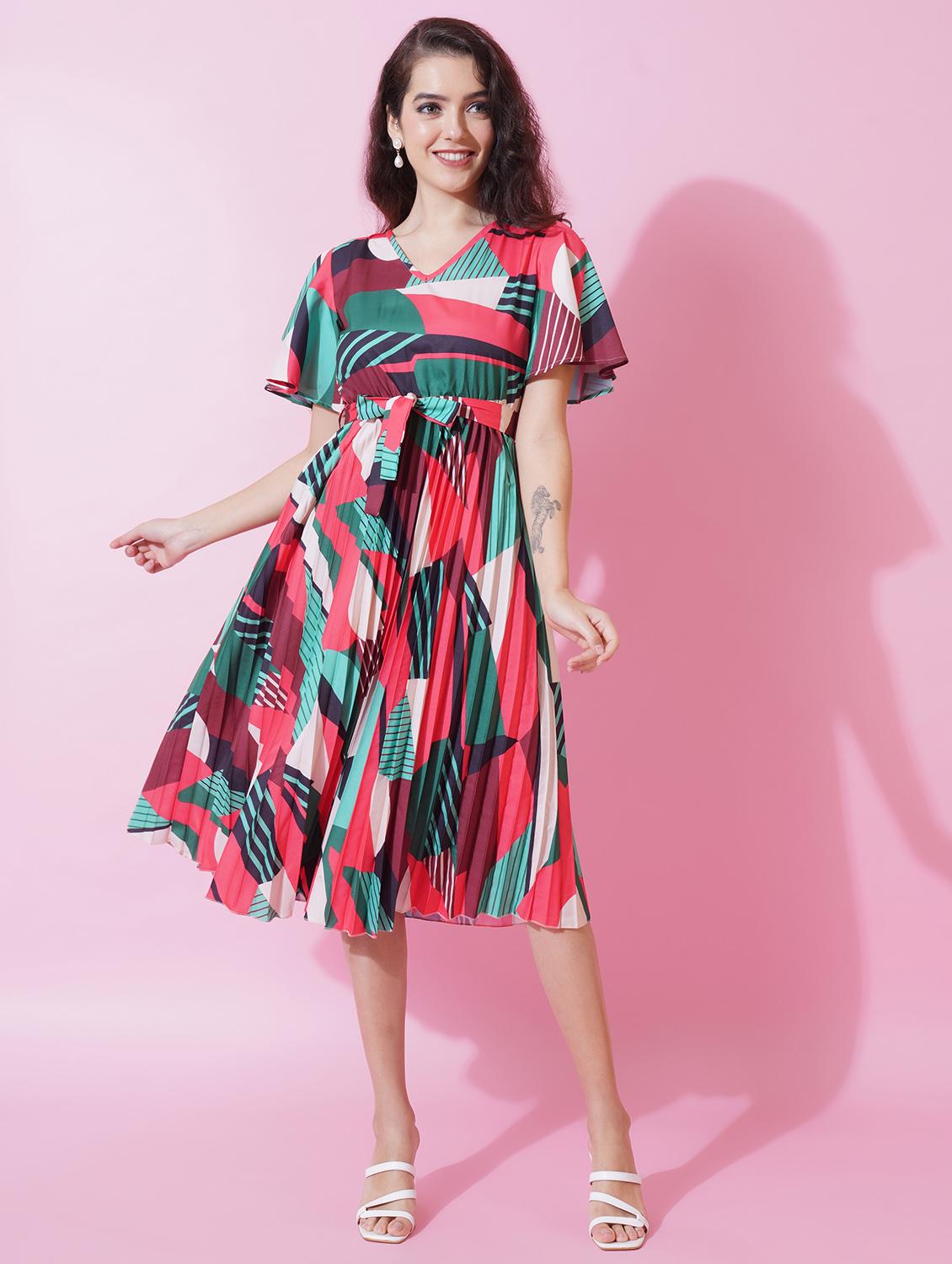 red polyester a-line dress