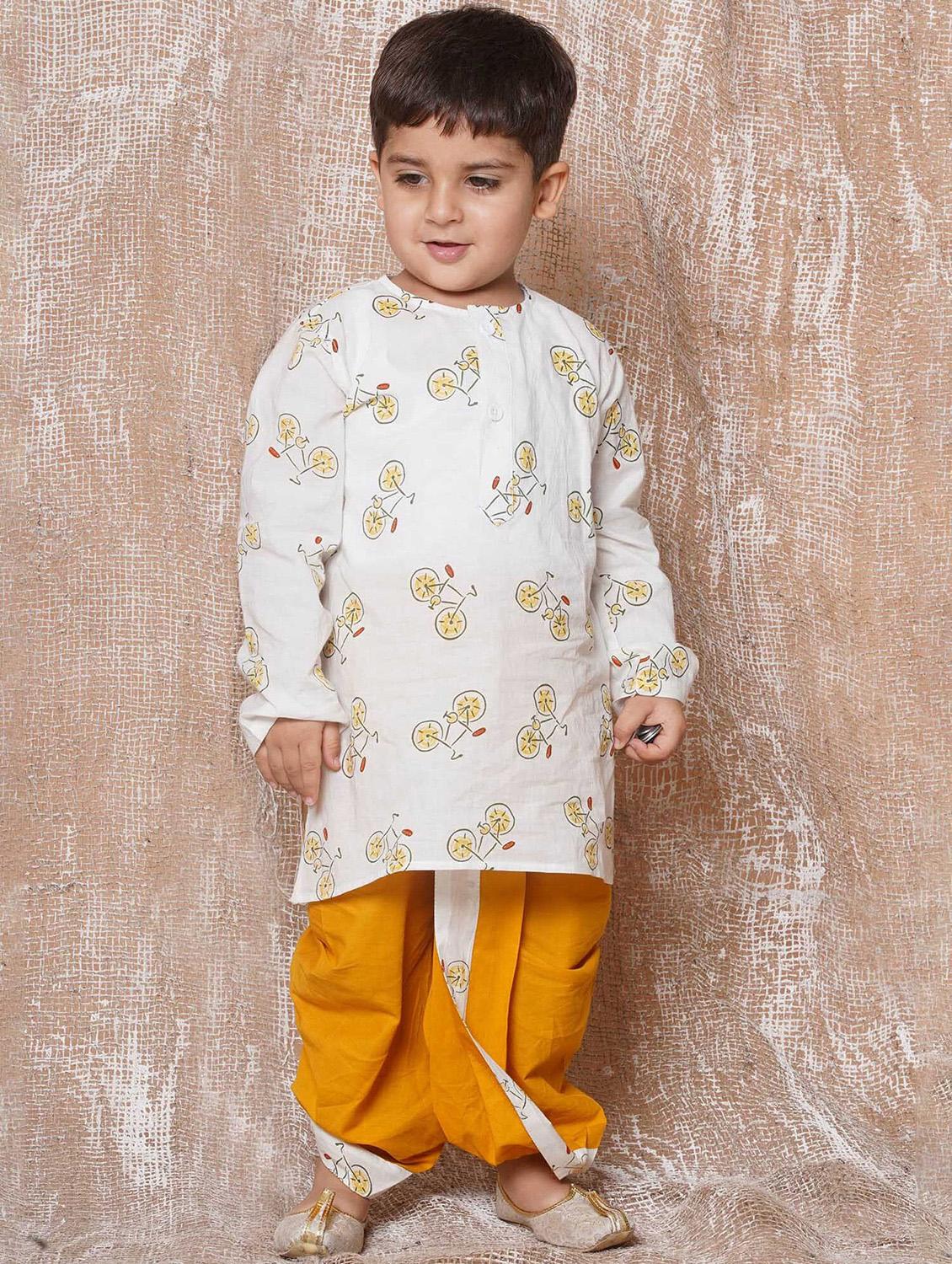 white printed dhoti kurta set - 21179567 - Zoom Image - 0