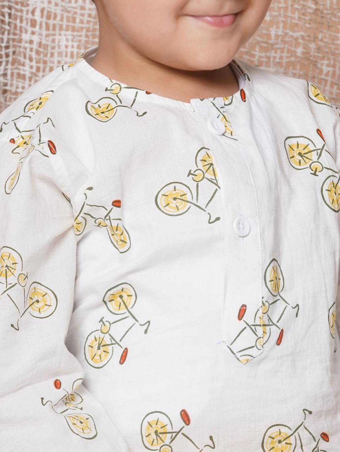white printed dhoti kurta set - 21179567 - Standard Image - 3