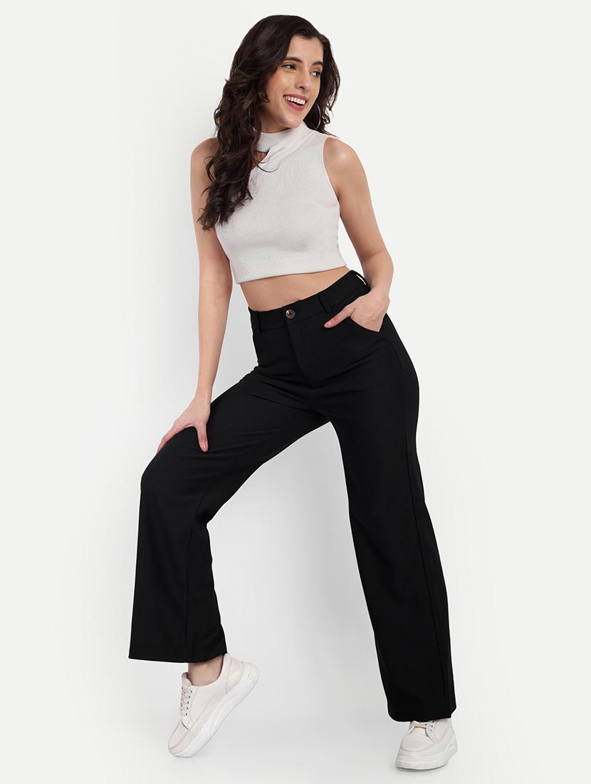 black cotton wide leg trouser - 21179976 - Standard Image - 3