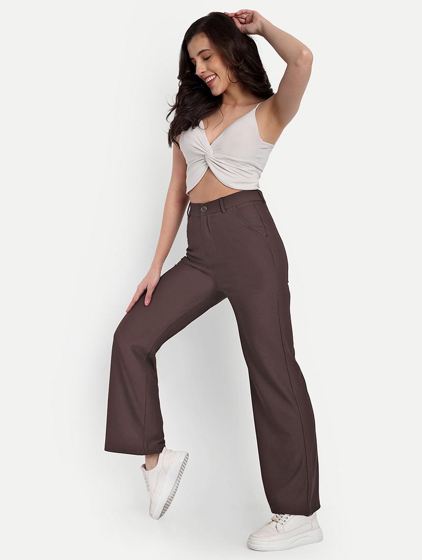 brown cotton wide leg trouser - 21179994 - Standard Image - 3