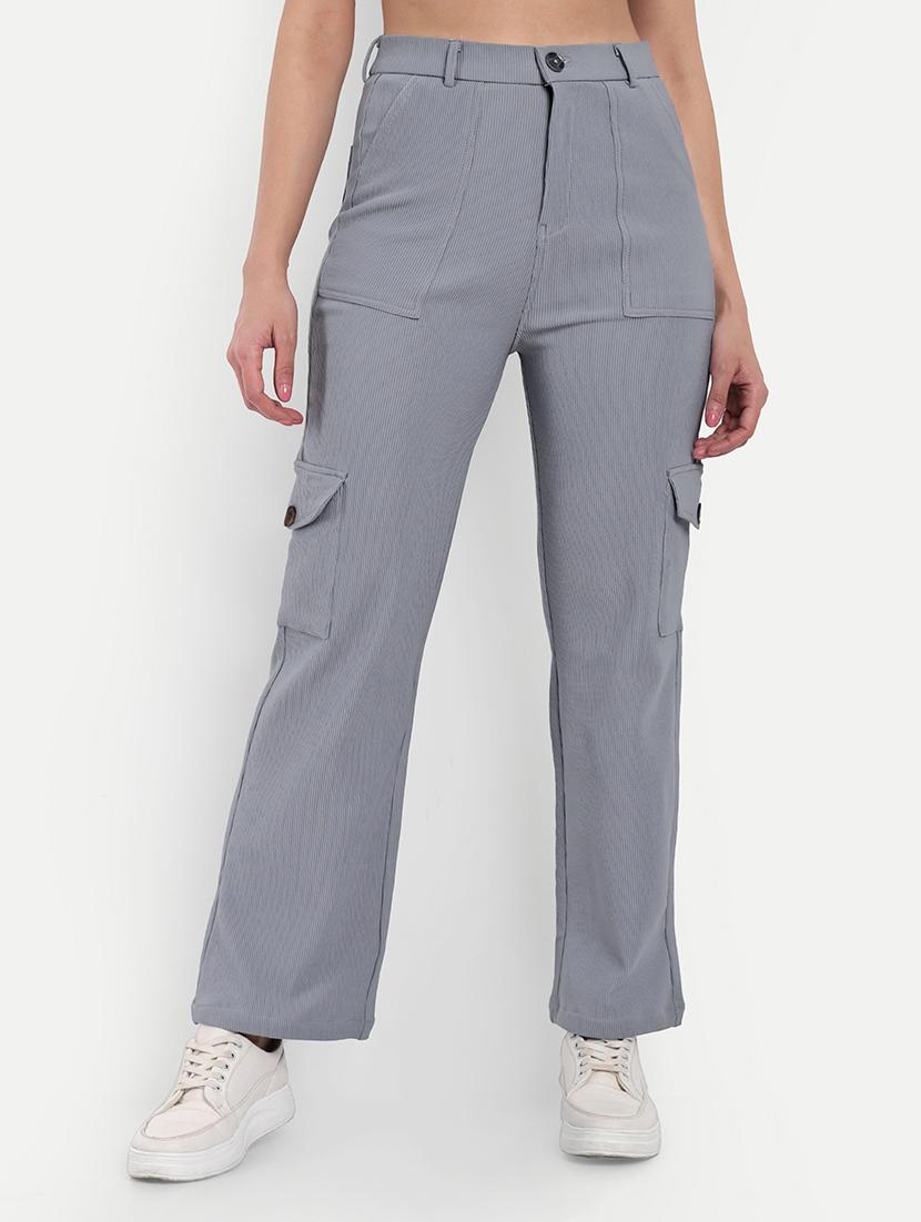 grey cotton cargos trouser - 21180111 - Zoom Image - 0